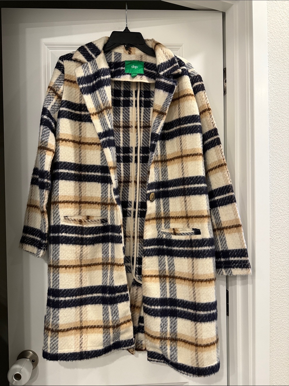 dip Plaid Pea Coat